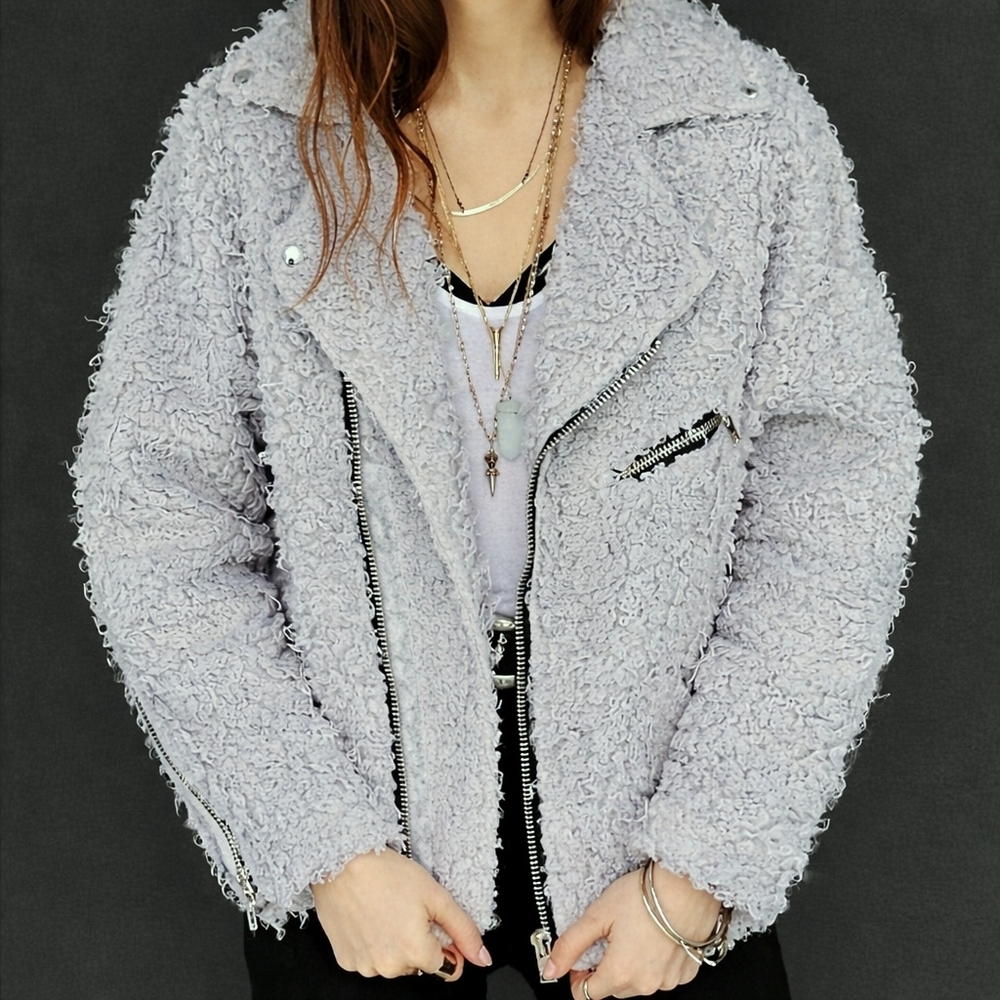 UNIF x UO Gray Poodle Moto Jacket